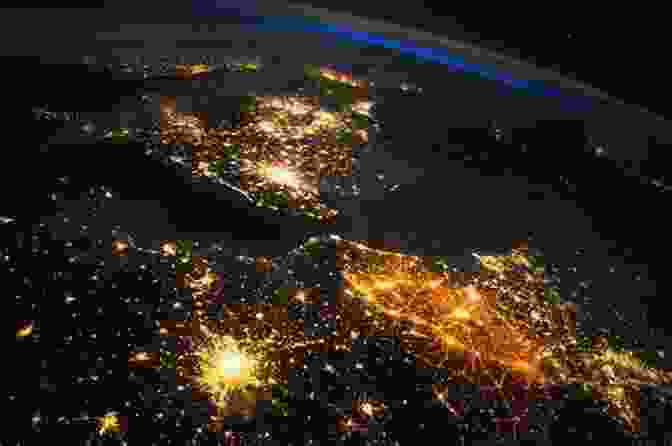 A Breathtaking Night Time View Of Earth From Space, Highlighting The Interconnectedness Of Human Settlements And The Fragility Of Our Planet. Observation Of The Earth System From Space